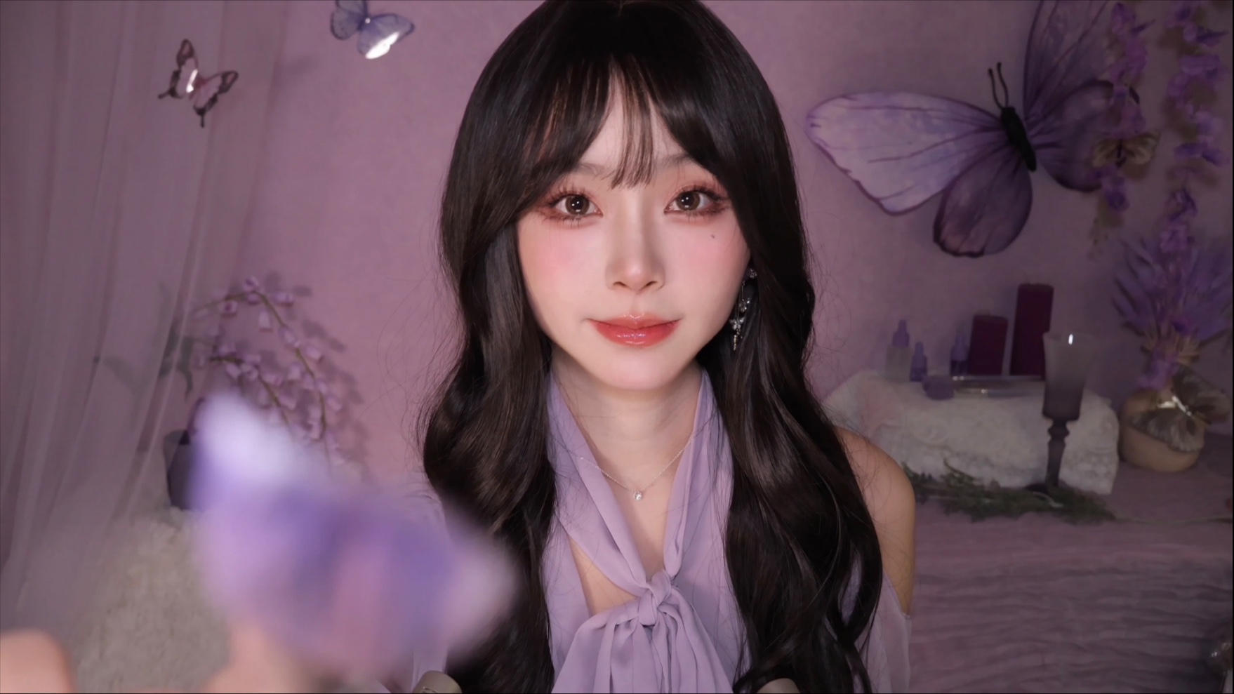 ASMR｜温柔闺蜜为你睡前卸妆护肤｜紫色小屋｜敷面膜｜洗面奶｜精油｜水波球｜喷雾｜轻语｜情景模拟助眠