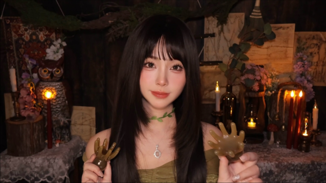 ASMR｜森林小屋温柔的晚间按摩｜解压舒缓的按摩理疗｜夜莺啼鸣｜森林理疗师｜放松头部肩颈｜少人声｜情景模拟助眠｜酥麻触发音