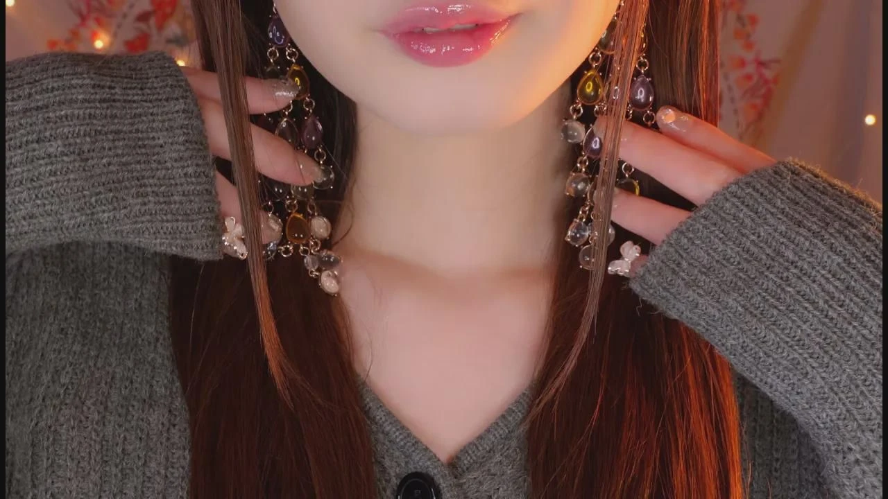 ASMR Cham：与你共度宁静夜晚助你入眠🌙（特写低语声，耳环声音）