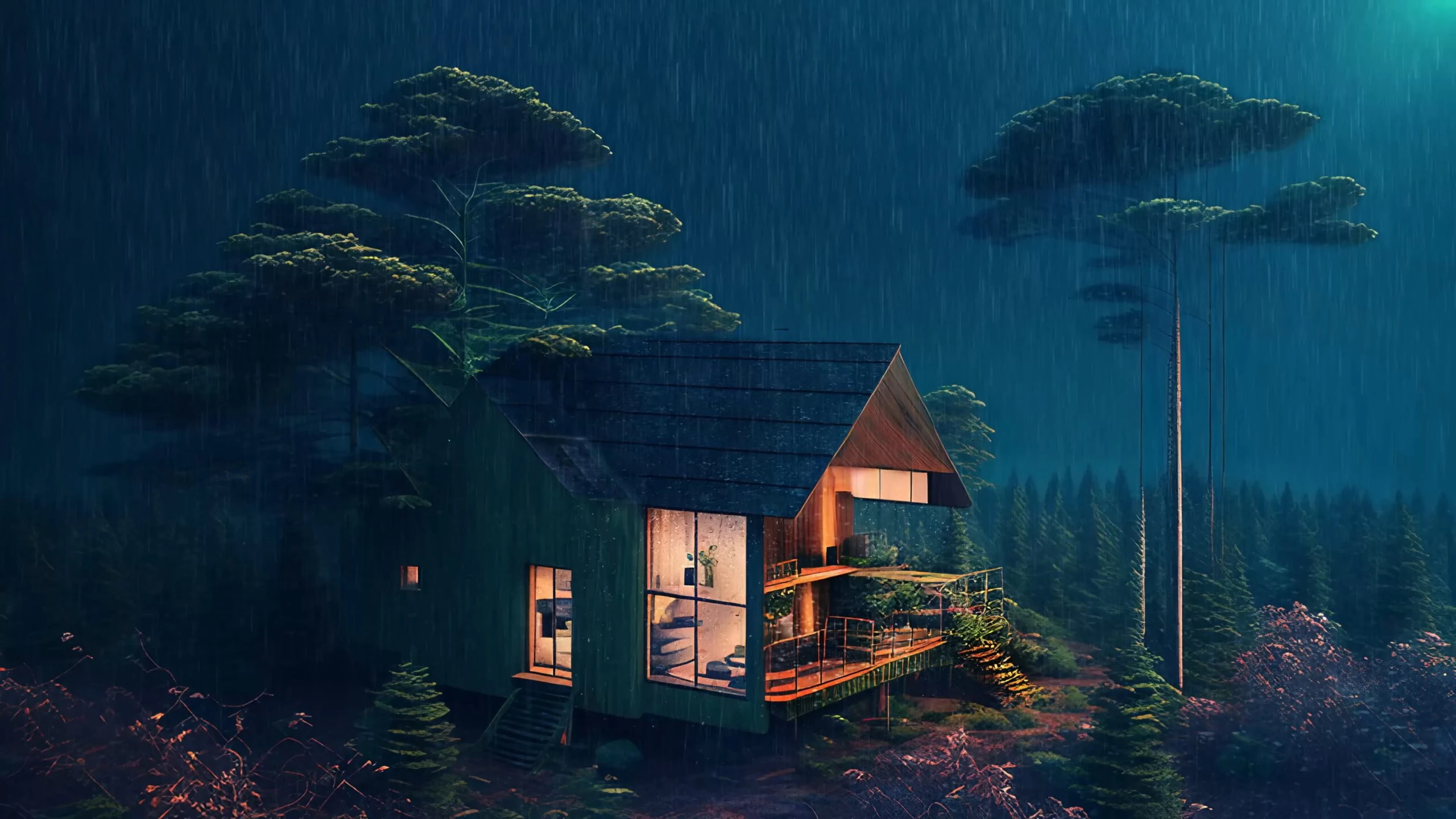 calm relaxing：【雨夜】溫和舒適的夜晚雨聲1小時白噪音 – 安心學習和睡眠