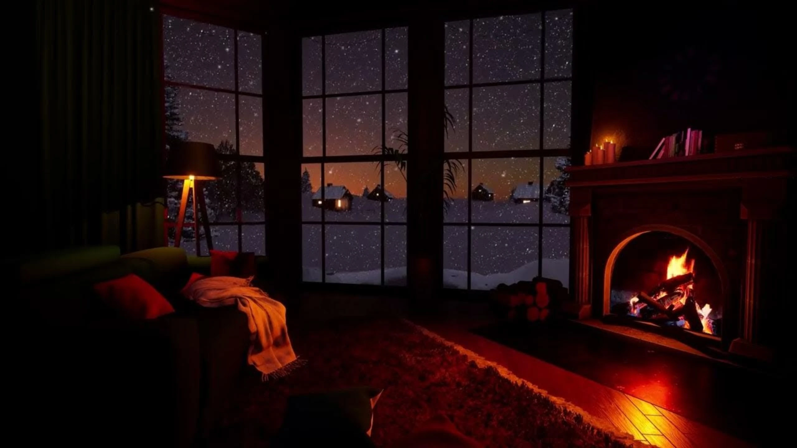 calm relaxing：【白噪音】溫馨舒適的客廳 – 壁炉木柴燃烧声，篝火声，白噪音睡眠，学习，助眠，冥想环境音